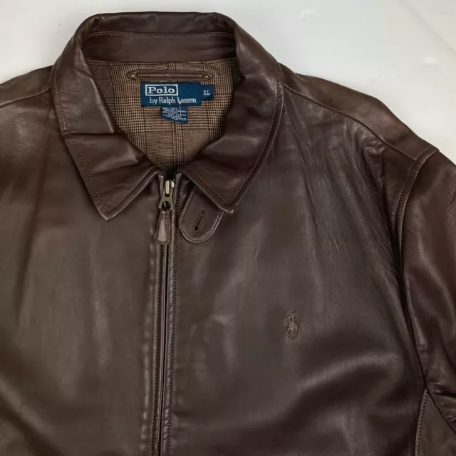 POLO RALPH LAUREN vera pelle Harrington giacca con cerniera