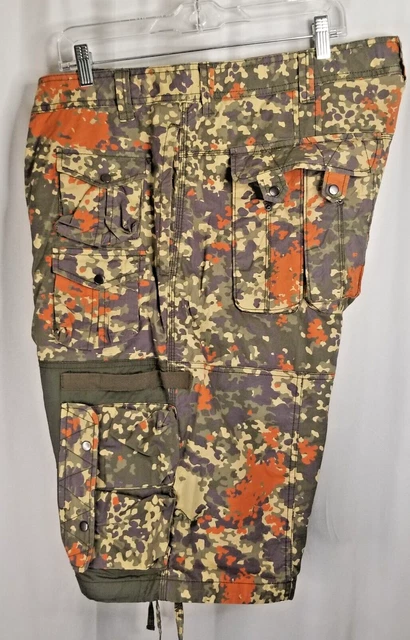 Sean Jean Men's Safari Camo Cargo Shorts 40 Drawstring Leg Straps 12 Pockets