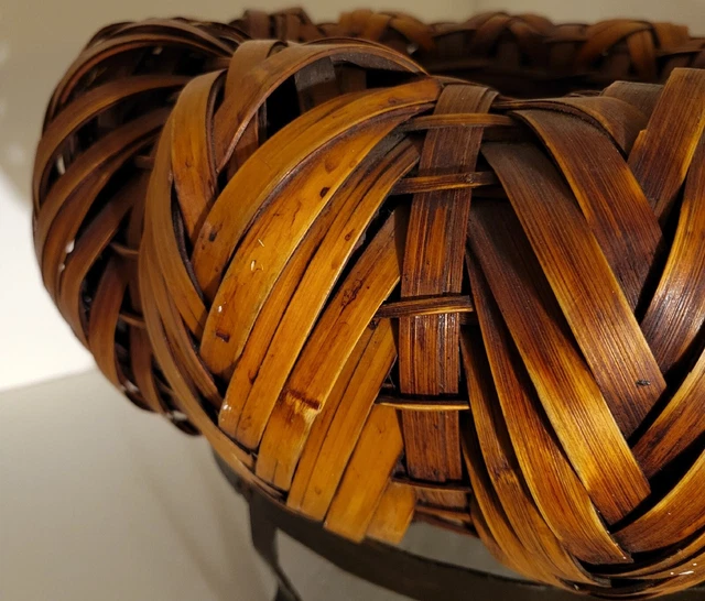 Japanese Handwoven Bamboo Ikebana Vase Basket