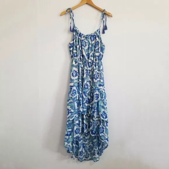 NWT Love Stitch Blue Floral Hi Low Maxi Dress Size Large