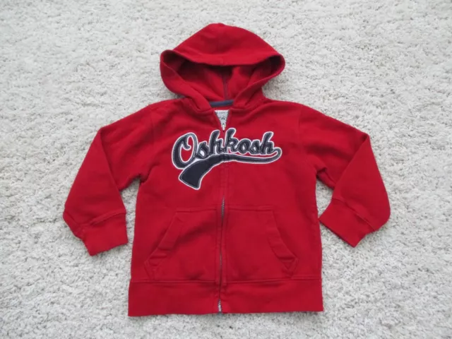 OshKosh B'Gosh Sweater Boy's 4 Red Full Zip Hoodie Pockets Logo Pockets Kid Girl