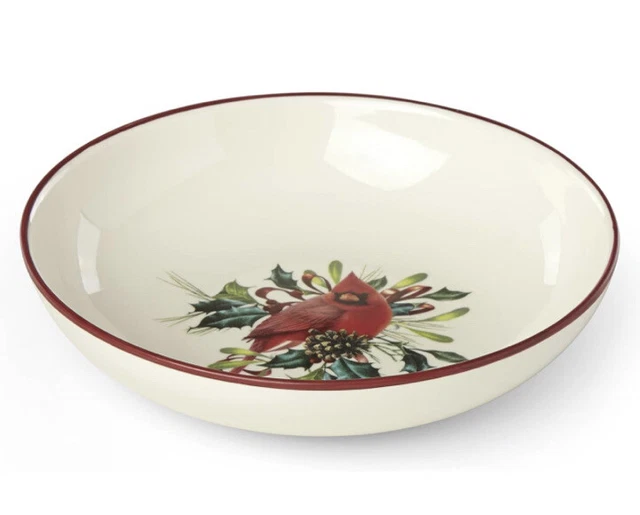 +NIB CHRISTMAS Lenox Winter Greetings Pasta Bowl, 8.9”, Red Cardinal on Greenery