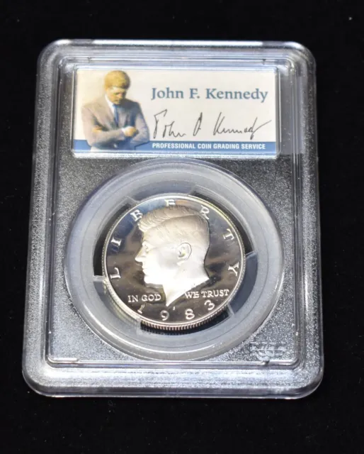 1983 S - Kennedy half dollar PCGS PR70 DCAM - Nice cameo coin - Signature Label