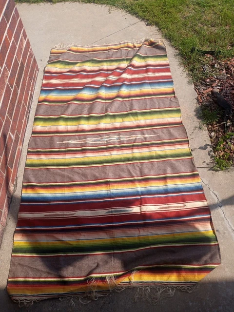 wool serape southwest Saltillo vintage antique estate mexico