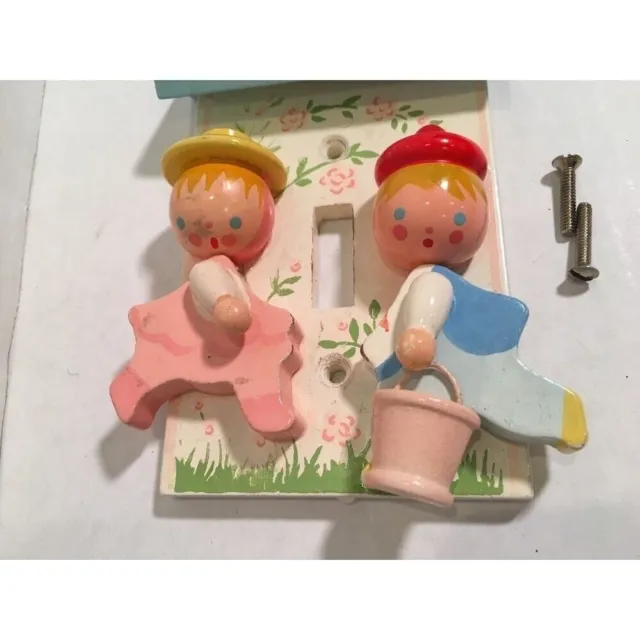 Originals by Irmi Jack and Jill Light Switch Cover Vintage Wooden Nursery