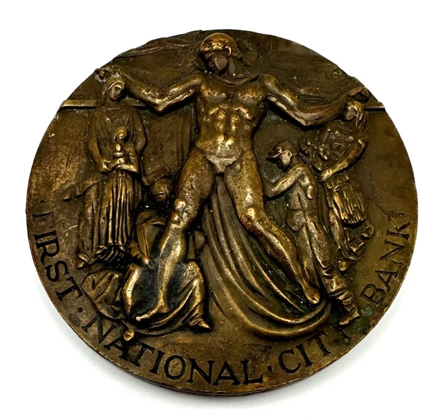 Vintage Bronze Bank Medallion First National City Bank New