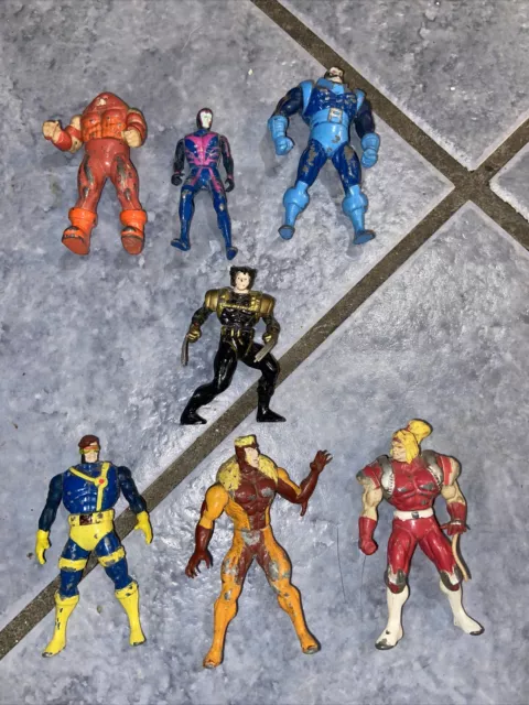 X-Men Toy Biz Marvel Heavy Metal Heroes Lot of 7 Die Cast Figures Vintage - Used
