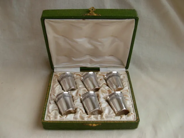 Antique,French Boxed Sterling Silver Liquor Goblets,Set Of 6,Late Xix Century.