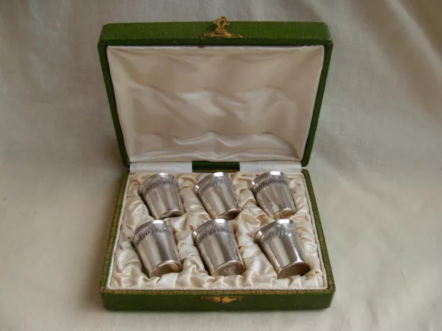 Antique,French Boxed Sterling Silver Liquor Goblets,Set Of 6,Late Xix Century.