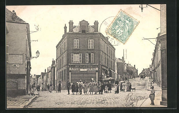 CPA Méru, Rue d´Agnycourt et Avenue de la Gare