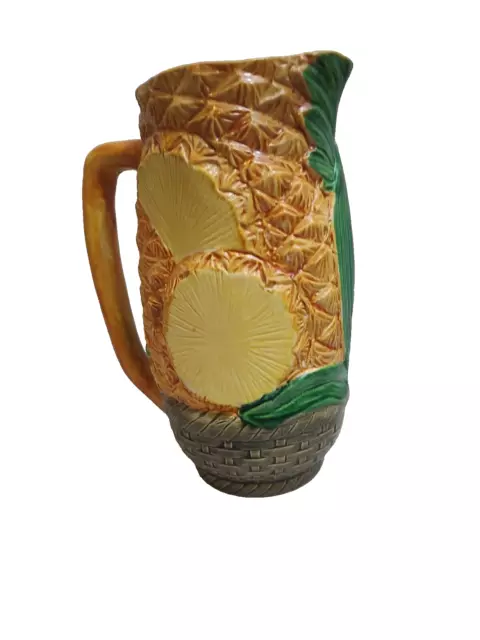 Majolica Style Pineapple Pitcher - Vintage Repro - Nice Detailing! Japan