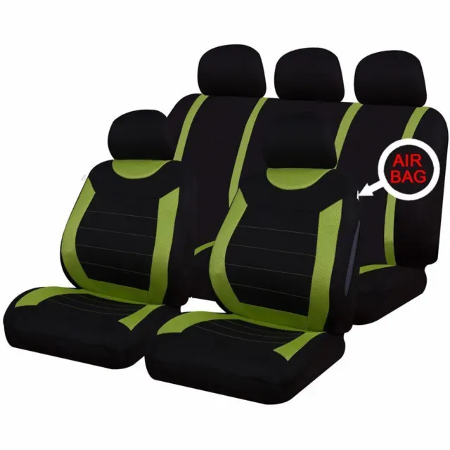 UKB4C Green Full Set Front & Rear Car Seat Covers Universal Fit