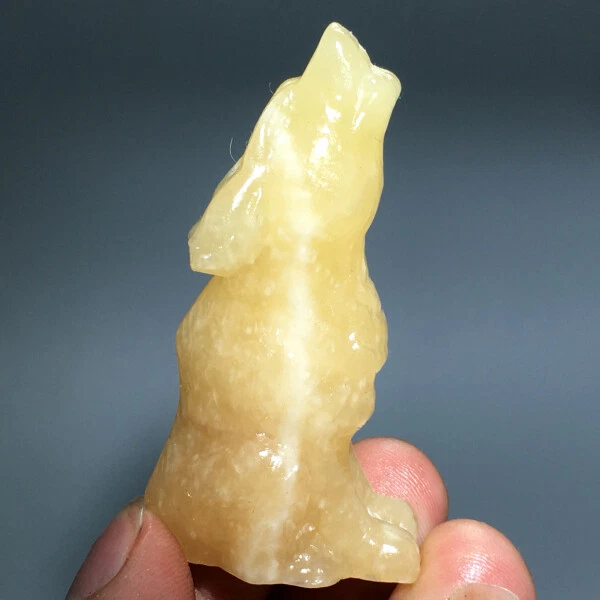 43g Natural Crystal.geode stone.Hand-carved. Exquisite wolf. healing.gift31