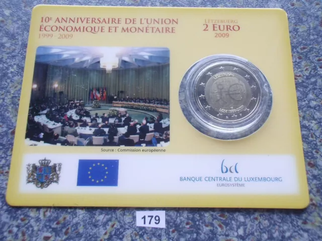 2009 EMU 10 Jahre WWU Luxemburg 2 Euro Gedenkmünze Coincard coin card