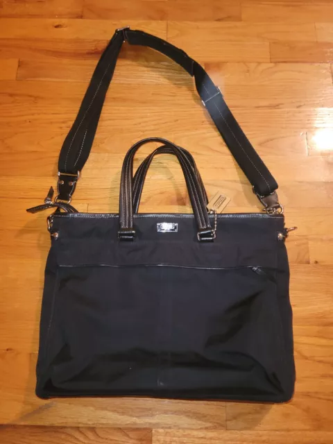 Coach Black Carry-on Bag Nylon Leather Weekender Large Shoulder Tote J1069-70211