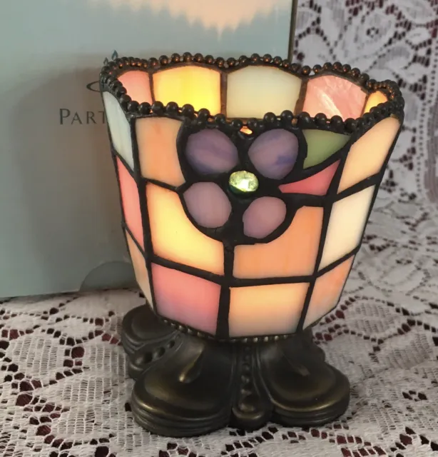 PartyLite HYDRANGEA Votive Holder P7933 Tealight Mosaic Tiffany Stained Glass