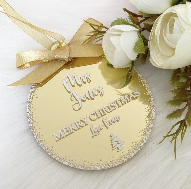 Teacher Personalised Christmas Tree Bauble Decoration Hanging Xmas Gift Children