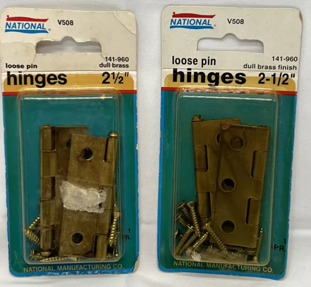 National 2.5” Loose Pin Hinges V508 Dull Brass 2 Pair 4 Pieces