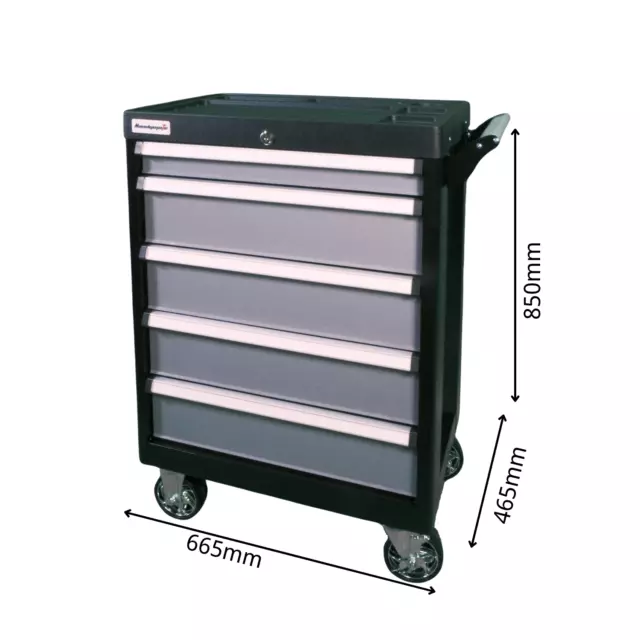 Free Delivery 5 Drawer Heavy Duty Steel Mobile Toolbox Tool Cart Trolley 3