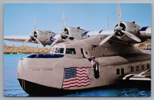 Pan American Airways China Clipper at Treasure Island San Francisco Bay Postcard