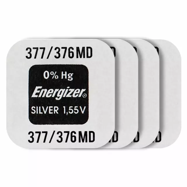 4 x Energizer 377 376 batteries Silver Oxide 1.55V SR66 SR626SW Watch