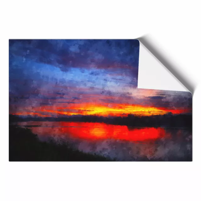 Sunset Over Laos Lake Wall Art Print Framed Canvas Picture Poster Decor