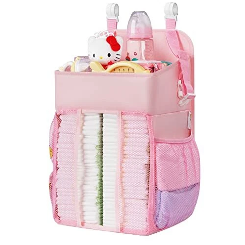 Organizador De Pañales Para Bebe Niña Cuna Colgar Cambiador Bolsa Apilador Rosa