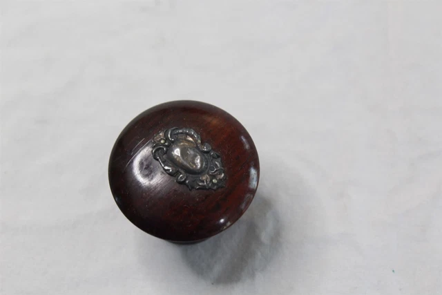 Antique Snuff Dip Jar Solid Walnut + Lid Has Sterling Silver Decoration On Top Antique Snuff Dip Jar Solid Walnut + Lid Has Sterling Silver Decoration On Top