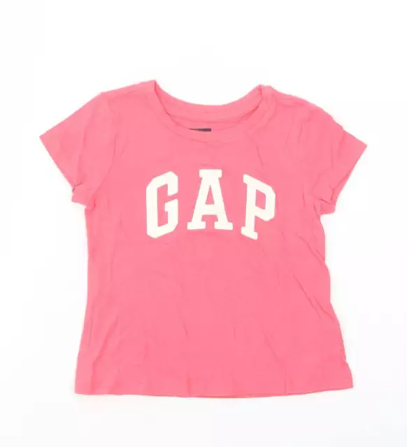 Gap Girls Pink Cotton Basic T-Shirt Size 2 Years Crew Neck Pullover