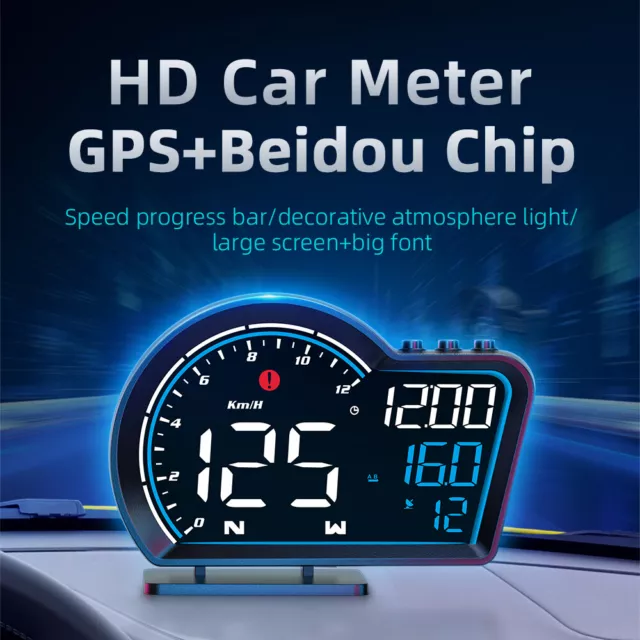 Voiture HUD Double Système Affichage Tête Haute Numérique OBD2/GPS Compteur  de Vitesse, Jauge Intelligente Voiture HUD Compteur de Vitesse Turbo RPM