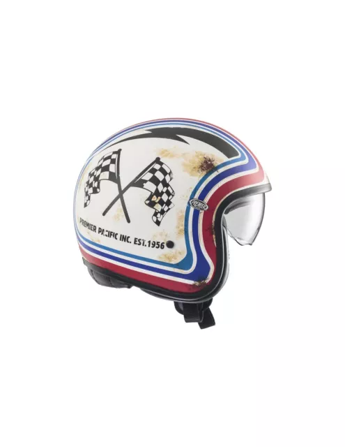 Casque Helmet Jet en Fibre Vintage Evo Btr 12 Bm Blanc Mat PREMIER TAILLE S