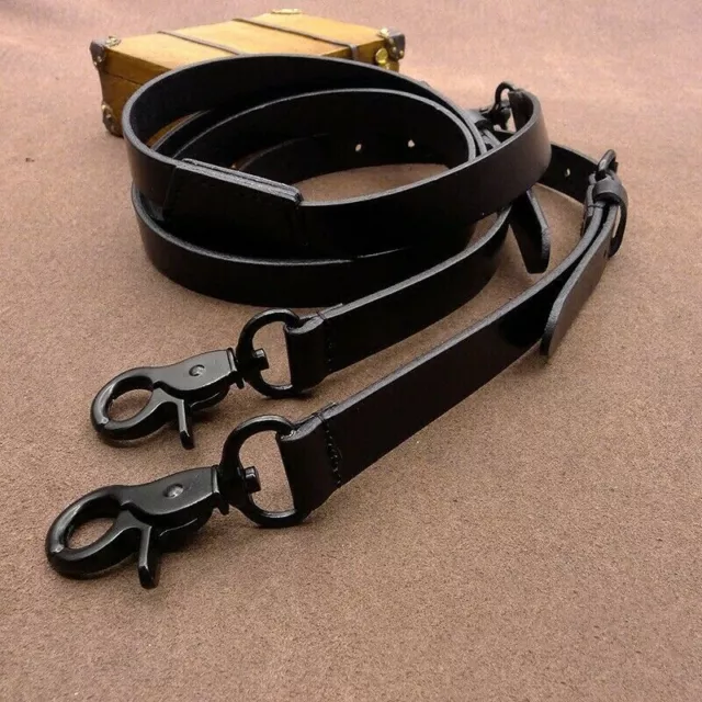 0.9in Vintage Brown Leather Suspenders Y Back Braces Belts 4 Brass Hooks  for Men 