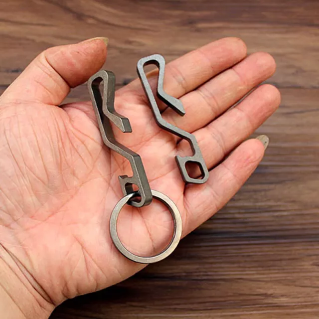 EDC titanium Multifunctional tool Keychain key ring Corkscrew Opener phone stand