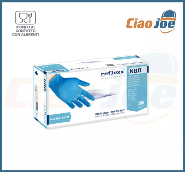 100 Guanti In Nitrile Monouso Blu S M L XL senza polvere no lattice no talco