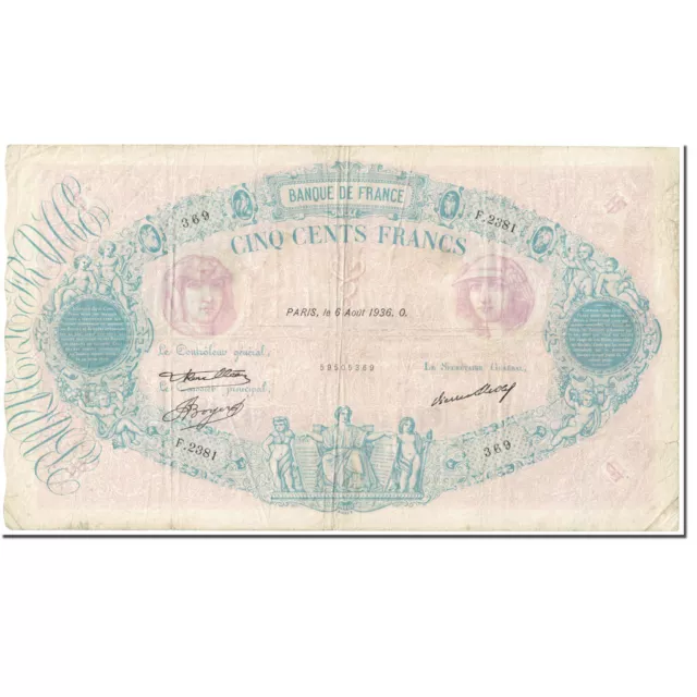 [#608259] France, 500 Francs, Bleu et Rose, 1936, 1936-08-06, TB, Fayette:30.37,