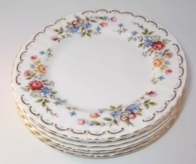 6 Royal Albert Jubilee Rose 8.25" Salad Lunch Dessert Plates 1980s 1st Excellent