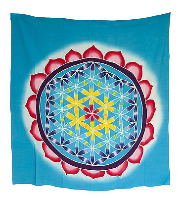 Batik Chakra Sri Yantra Mandala Flower Hanging Cotton Handmade 104x102cm 1555 U