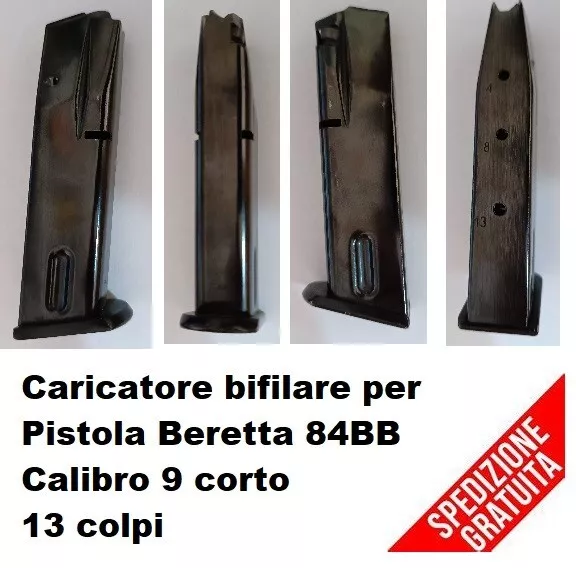 Caricatore per pistola Beretta 84BB bifilare 13 colpi calibro 9 corto