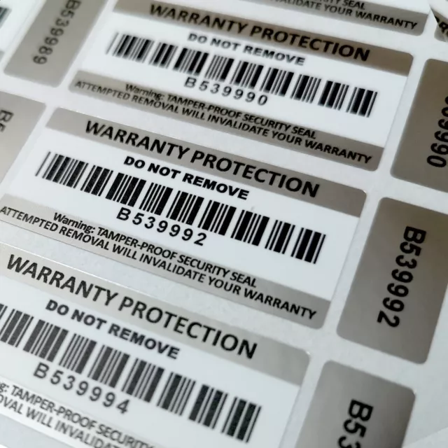 Tamper Proof Stickers 2-part Warranty Void Barcoded Labels Tamper Evident