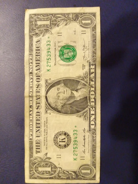 one dollar bill star note 2013k