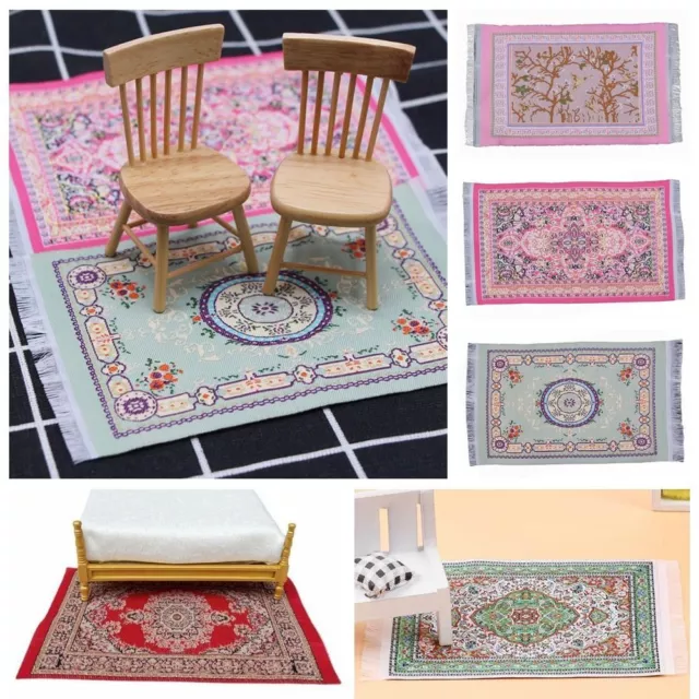 Floral Pattern Miniature Weaving Rug Multicolor Floor Covering Mat