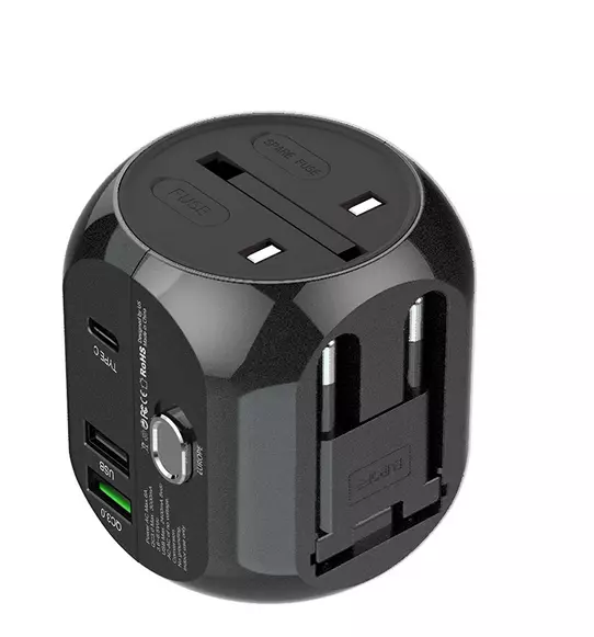 Universal EU US AU & UK All in One Travel Adapter Kit with Multi-port Charger