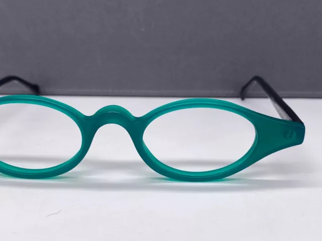 Lesca Lunetier Eyeglasses Frames woman Green Black Oval Small lens 94162 Vintage