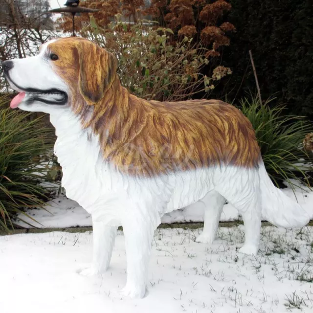 BERNHARDINER HUND lebensgroß stehend 108 cm Garten Deko Tier Figur RETTUNGSHUND