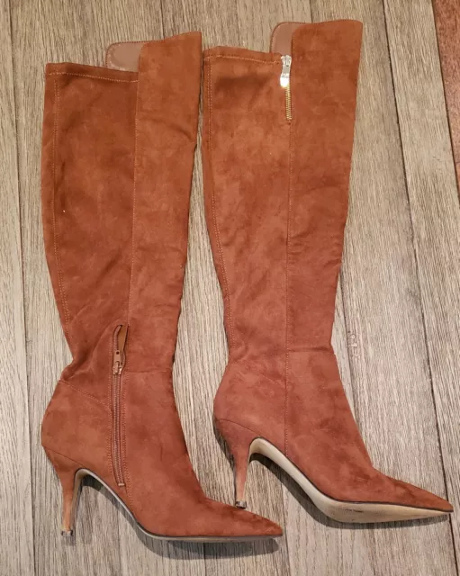 Marc Fisher Women Brown Suede Knee High Boots Size 8.5 M