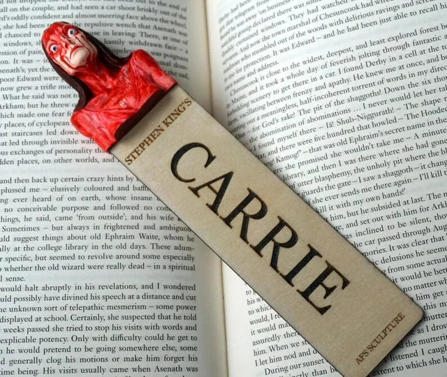 Stephen King Carrie Lesezeichen Holz und Harz Horror Neuheit 8,5 Zoll Höhe