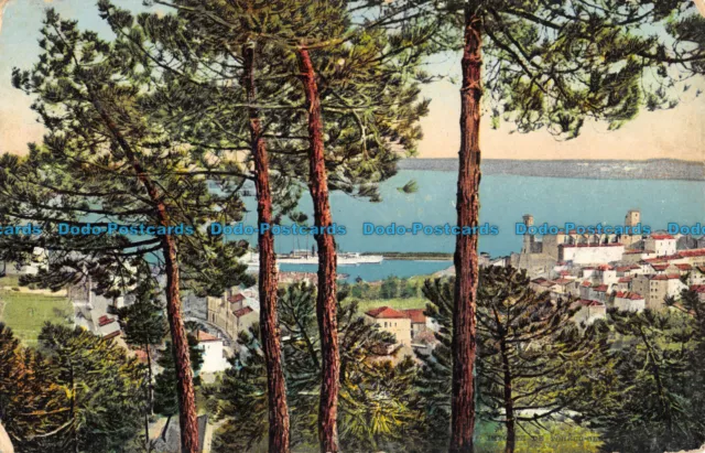 R044351 Old Postcard. Sea and City View from the Mountain