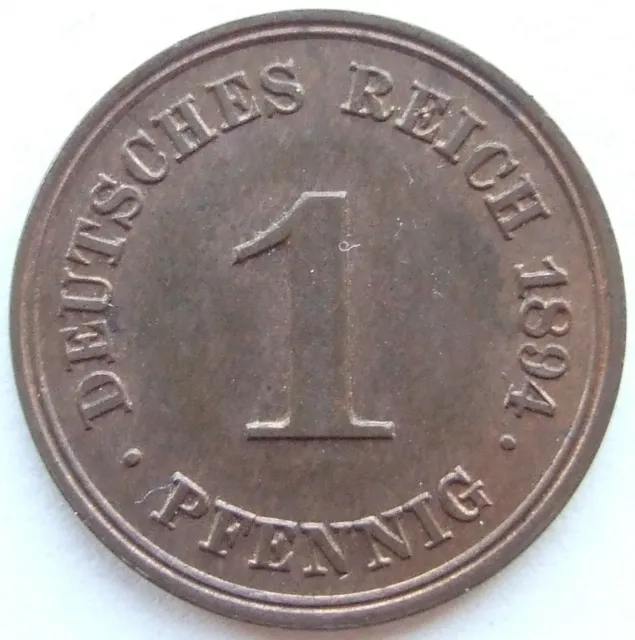 Moneta Reich Tedesco Impero Tedesco 1 Pfennig 1894 F IN Extremely fine /