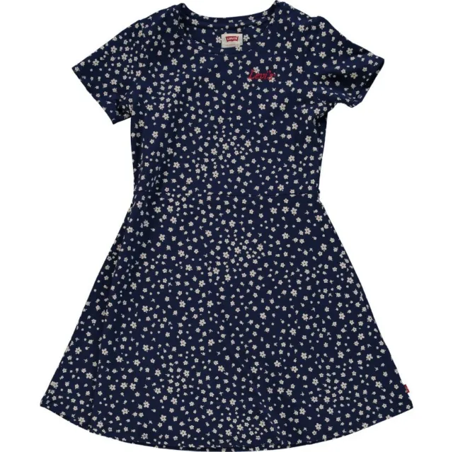 BNWT LEVI'S Navy Blue Girls Cotton Floral Day Dress Size Age 12 RRP £48
