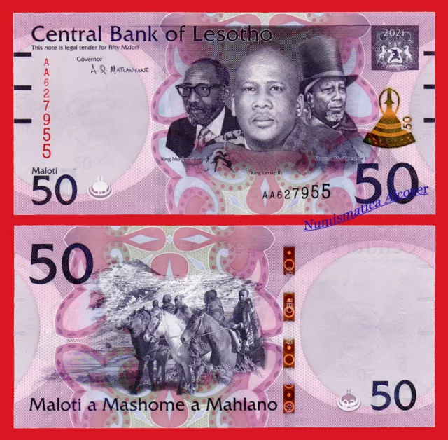 LESOTHO LESOTO 50 Maloti 2021  Pick NEW  SC / UNC